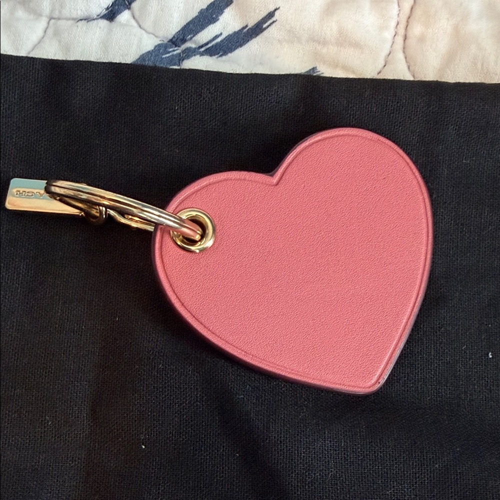 Coach Pink Heart Leather key chain bag charm Gold Hardware - Picture 4 of 4